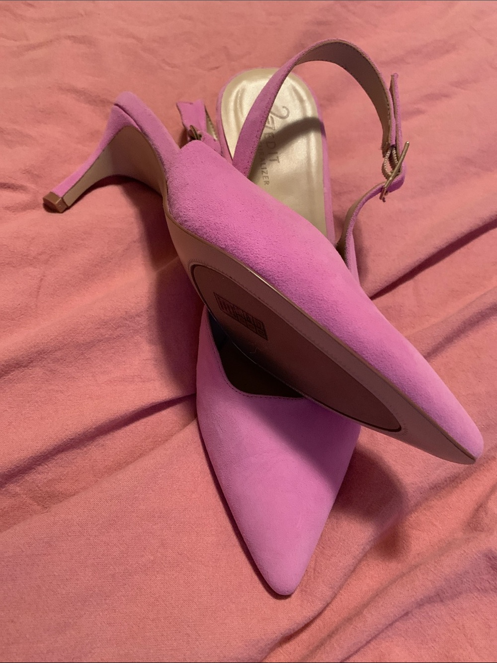 Naturalizer Pink Suede Pointed Slingback Heels